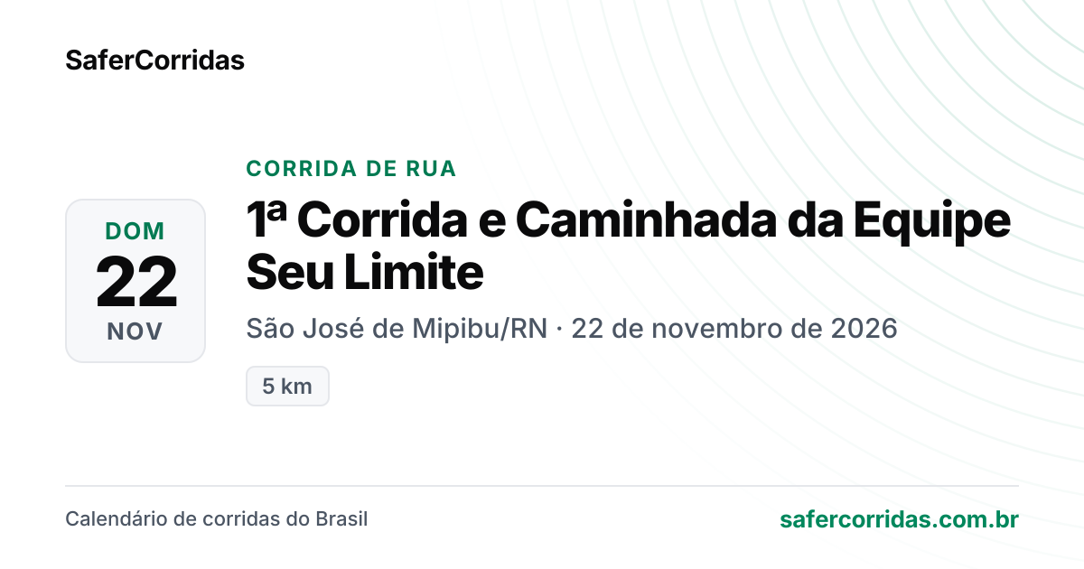 Cartaz de 1ª Corrida e Caminhada da Equipe Seu Limite
