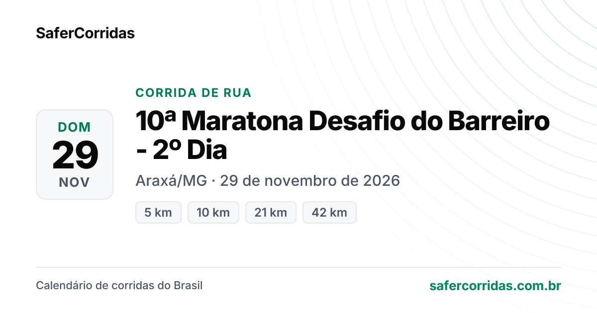 Cartaz de 10ª Maratona Desafio do Barreiro - 2º Dia