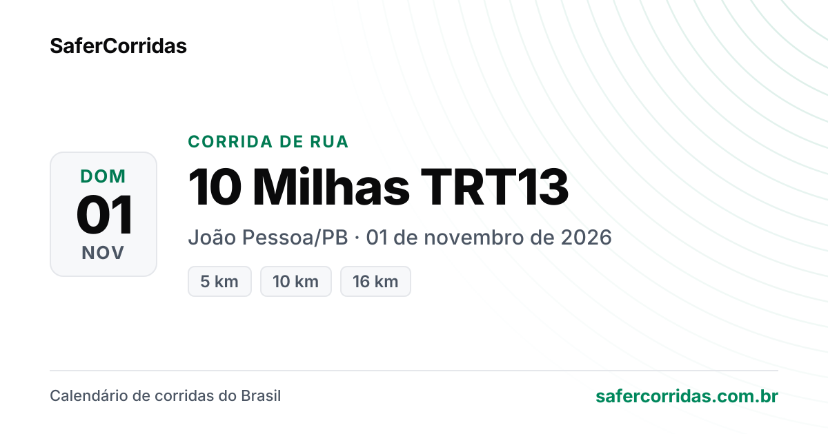 Cartaz de 10 Milhas TRT13