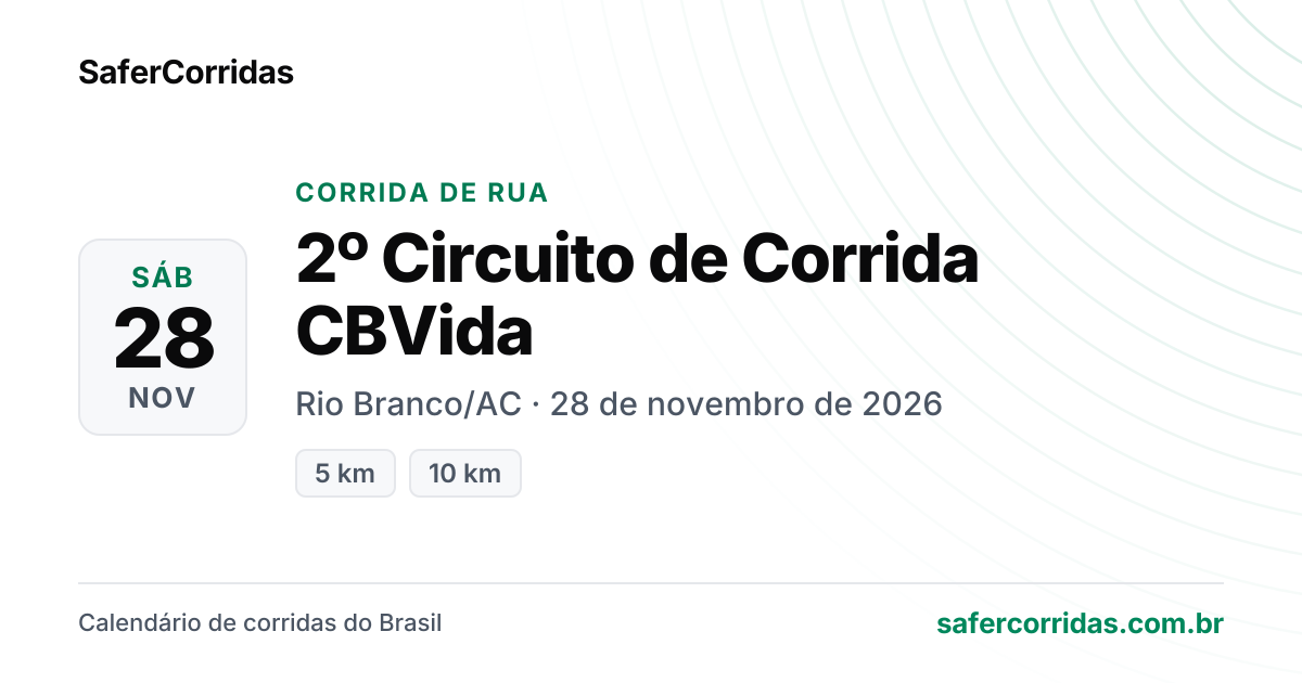 Cartaz de 2º Circuito de Corrida CBVida