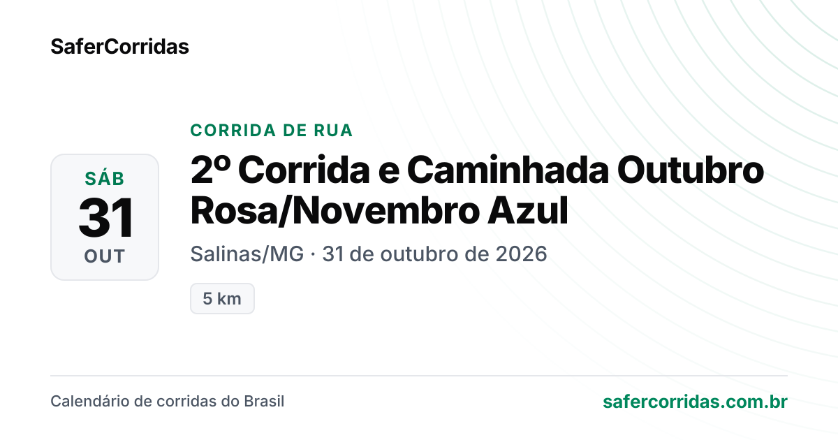 Cartaz de 2º Corrida e Caminhada Outubro Rosa/Novembro Azul