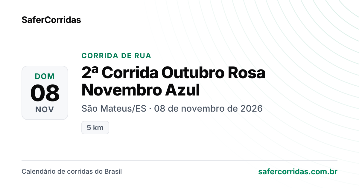 Cartaz de 2ª Corrida Outubro Rosa Novembro Azul