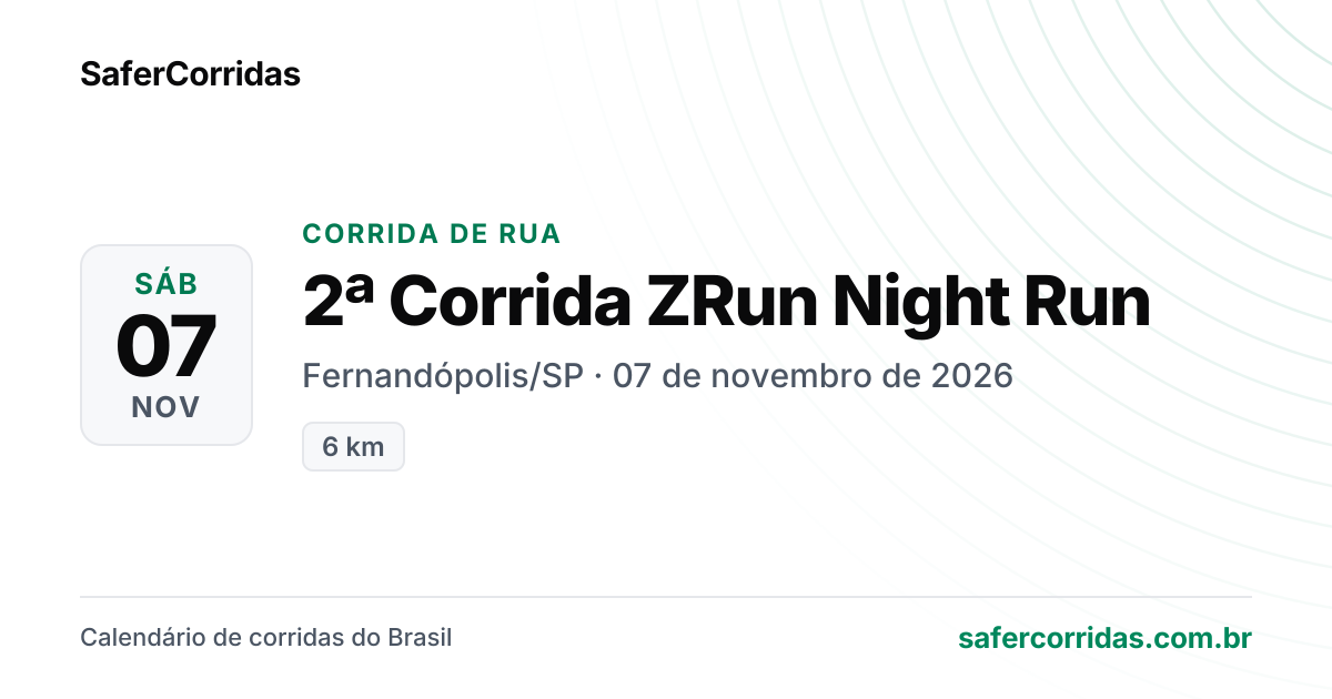 Cartaz de 2ª Corrida ZRun Night Run