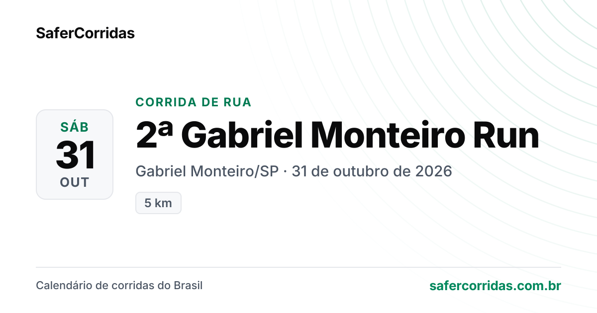 Cartaz de 2ª Gabriel Monteiro Run