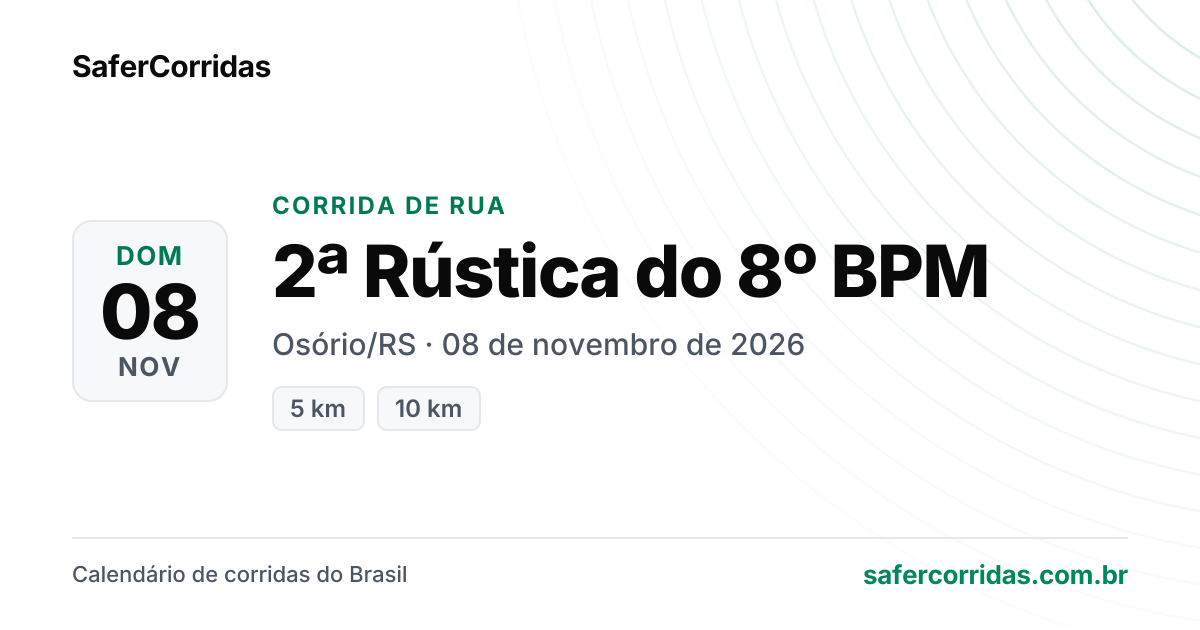 Cartaz de 2ª Rústica do 8º BPM