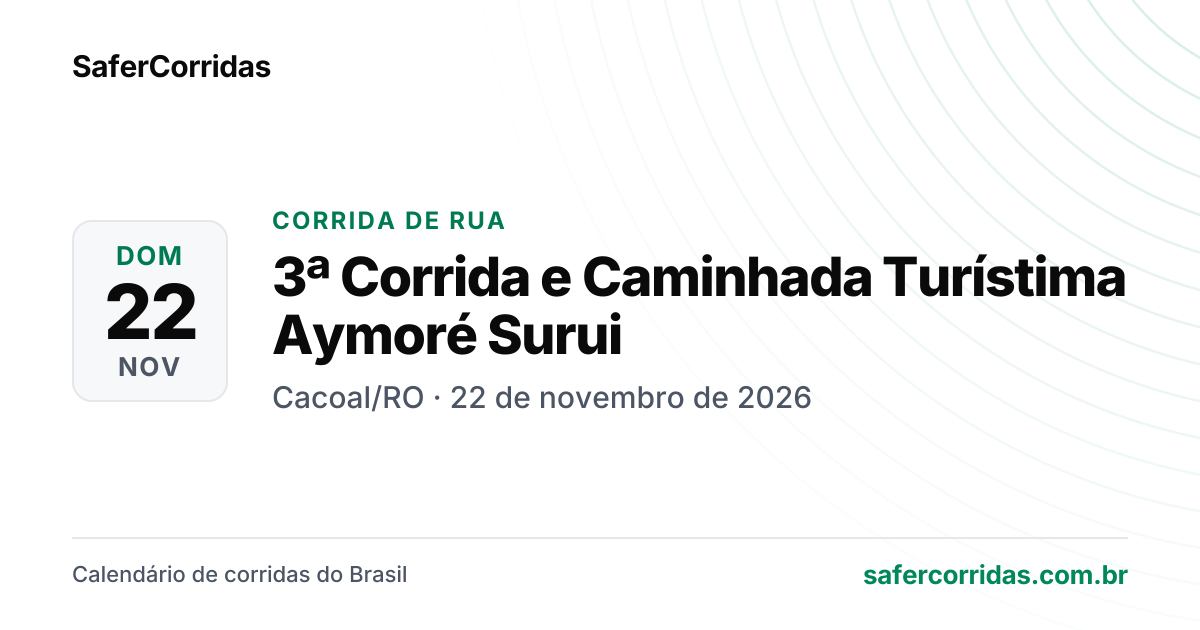 Cartaz de 3ª Corrida e Caminhada Turístima Aymoré Surui