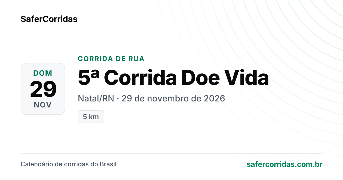 Cartaz de 5ª Corrida Doe Vida