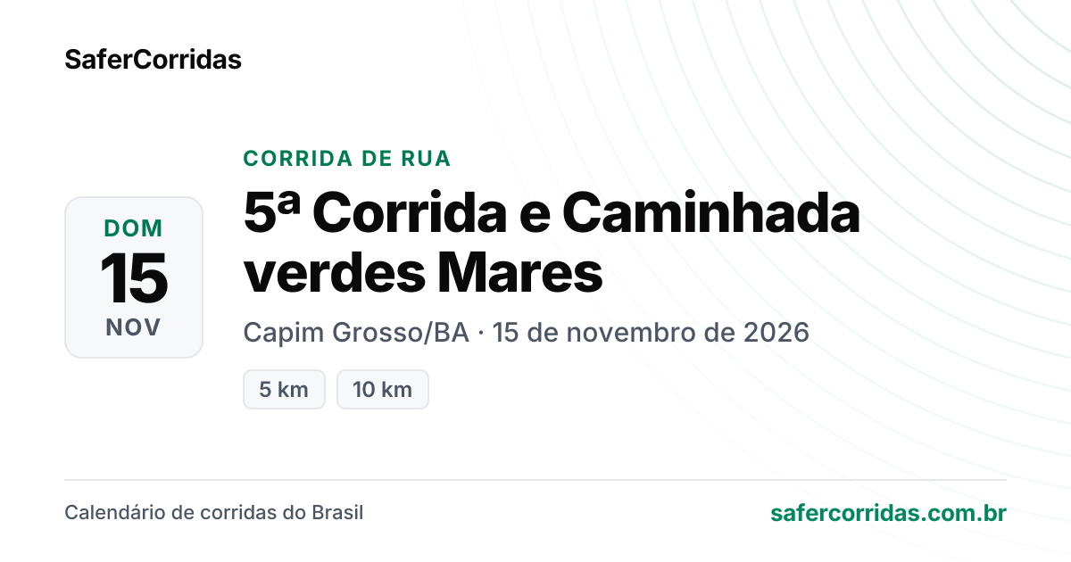 Cartaz de 5ª Corrida e Caminhada verdes Mares