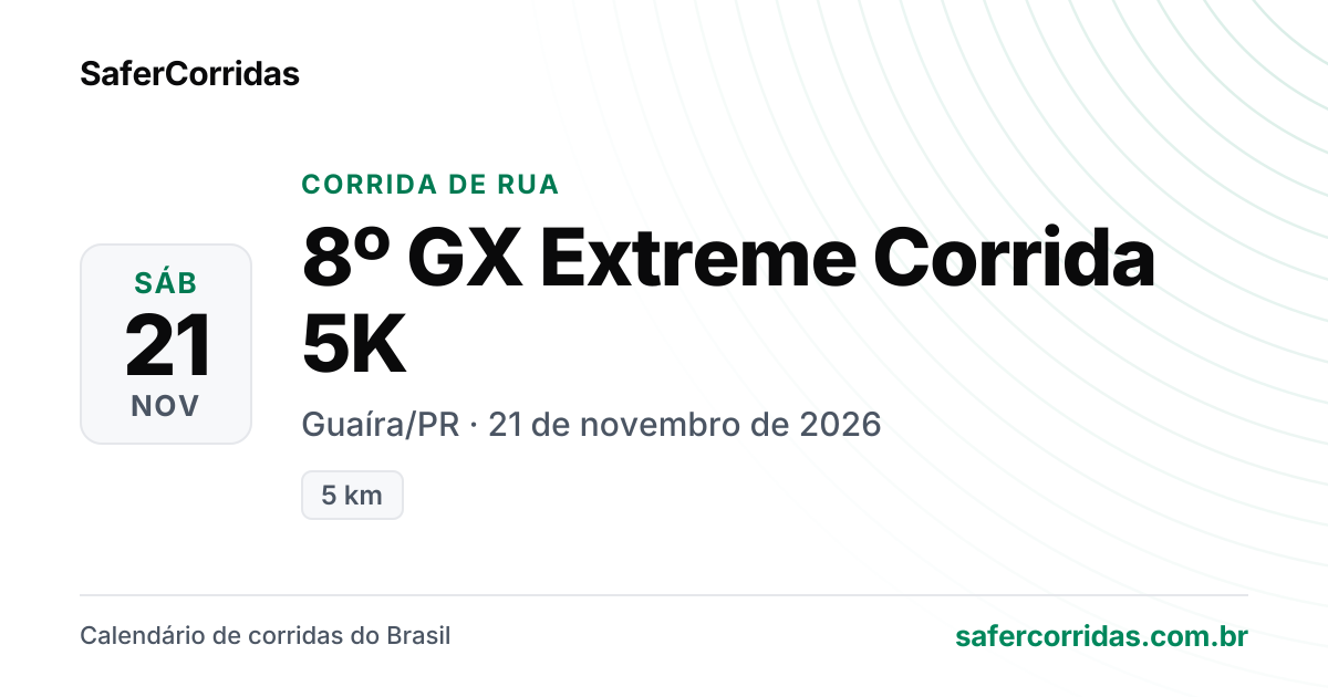 Cartaz de 8º GX Extreme Corrida 5K