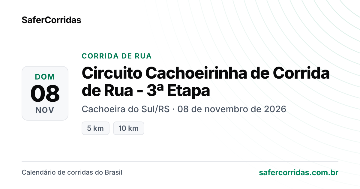 Cartaz de Circuito Cachoeirinha de Corrida de Rua - 3ª Etapa