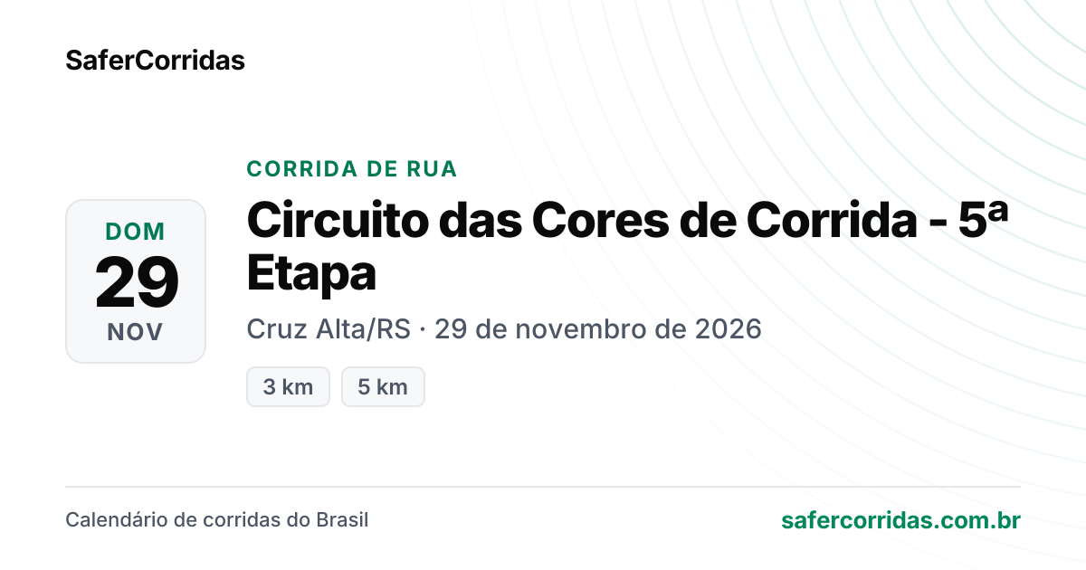 Cartaz de Circuito das Cores de Corrida - 5ª Etapa