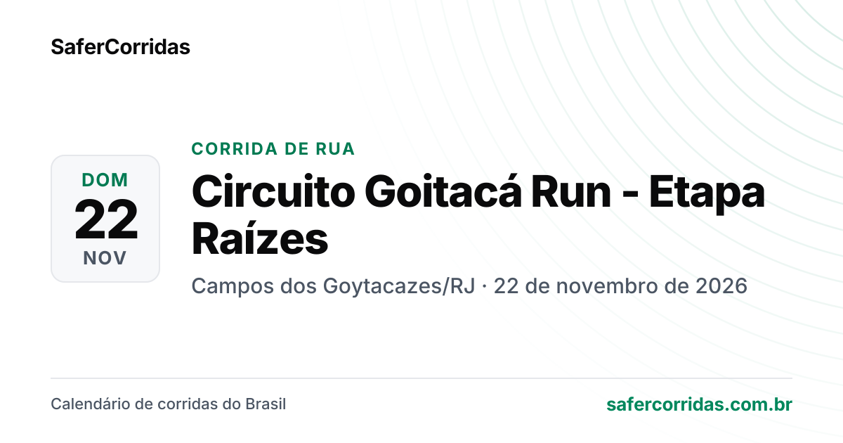 Cartaz de Circuito Goitacá Run - Etapa Raízes