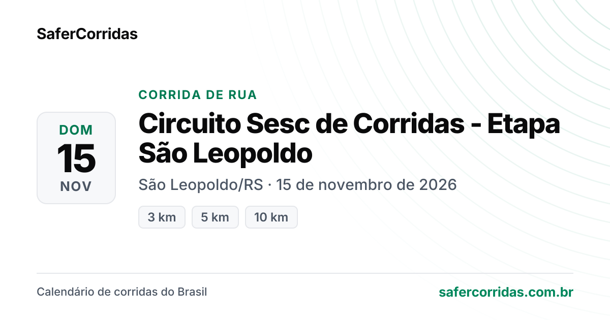 Cartaz de Circuito Sesc de Corridas - Etapa São Leopoldo