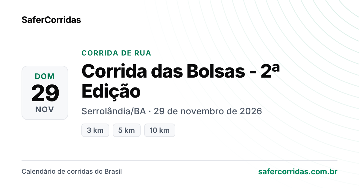 Cartaz de Corrida das Bolsas - 2ª Edição