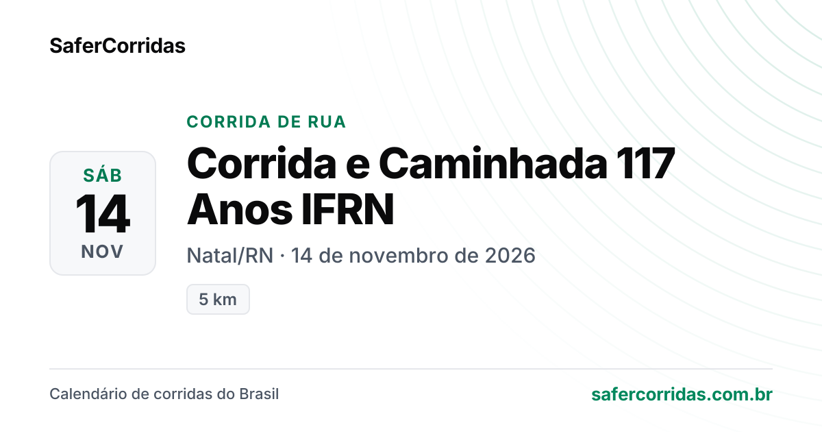 Cartaz de Corrida e Caminhada 117 Anos IFRN