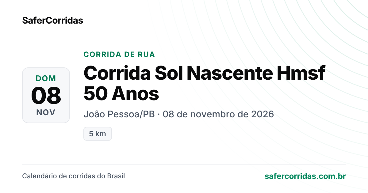 Cartaz de Corrida Sol Nascente Hmsf 50 Anos