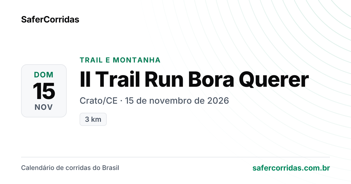 Cartaz de II Trail Run Bora Querer