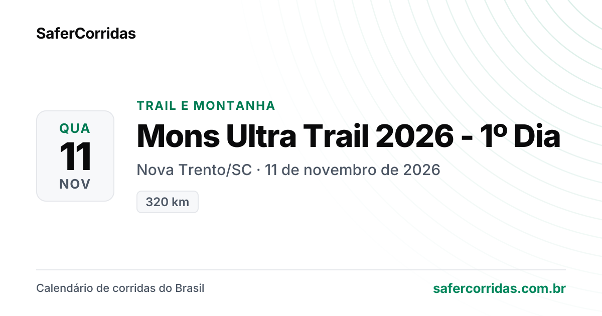 Cartaz de Mons Ultra Trail 2026 - 1º Dia