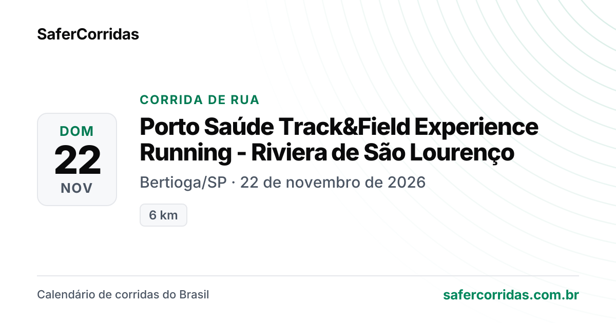 Cartaz de Porto Saúde Track&Field Experience Running - Riviera de São Lourenço