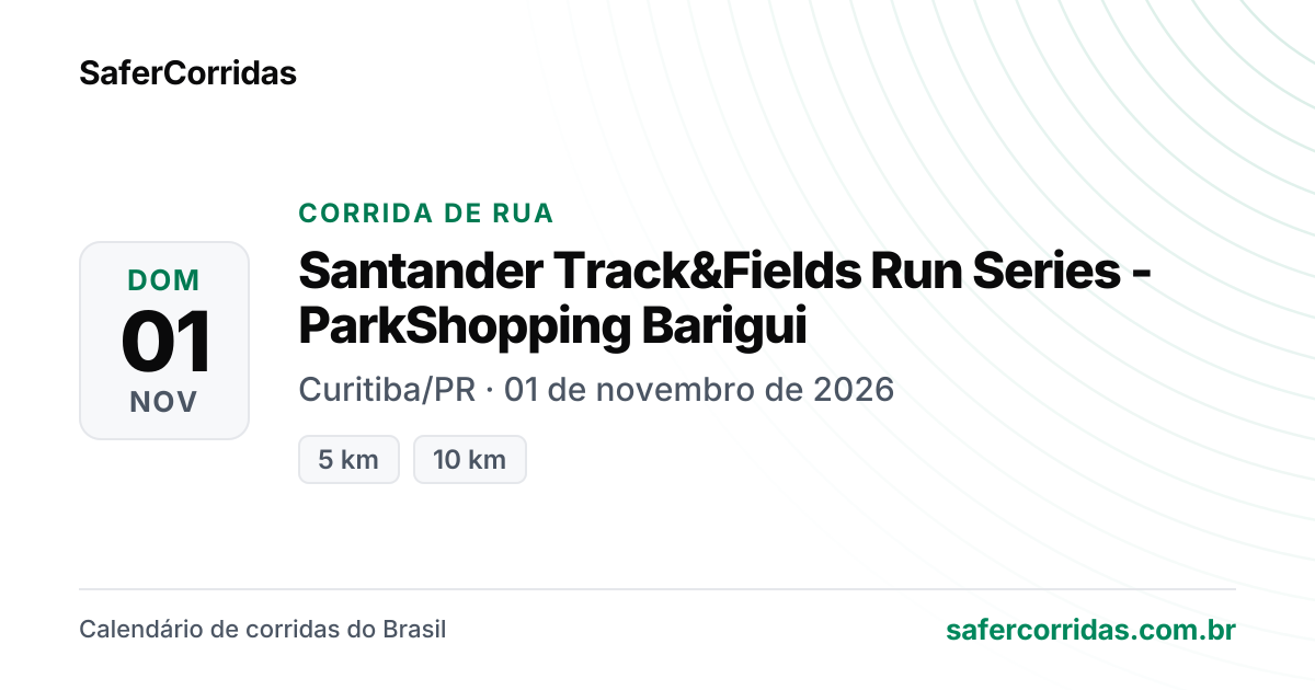Cartaz de Santander Track&Fields Run Series - ParkShopping Barigui