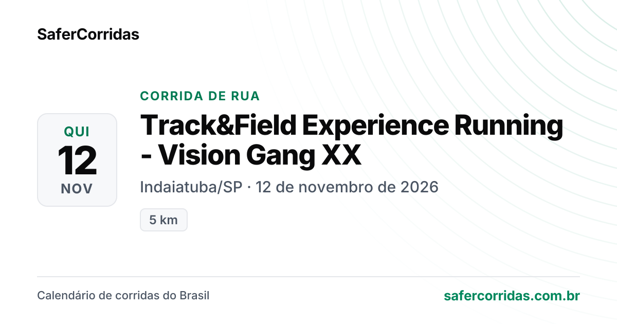 Cartaz de Track&Field Experience Running - Vision Gang XX