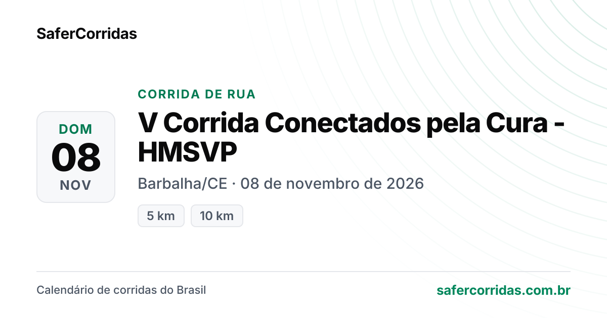 Cartaz de V Corrida Conectados pela Cura - HMSVP